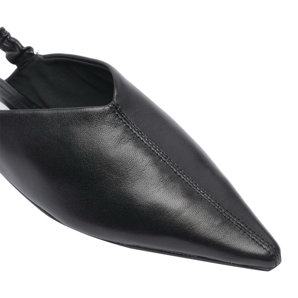 New Zara Pointed Toe Slingback Leather Flat Mules In Black - Size 7.5 UK 38 - Picture 2 of 14
